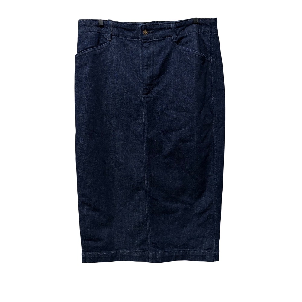 Favorite Daughter Mischa Flores Skirt Women 32 Blue Dark Wash Denim Midi Slit